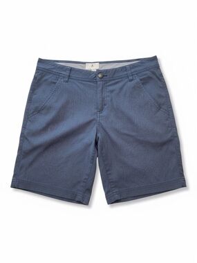 Royal Robbins Slate Blue Flat-Front Shorts, Pockets,Tailored, Technical